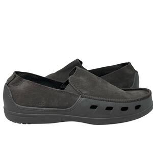 CROCS Stretch Sole Slip on Suede Casual Loafers - BROWN